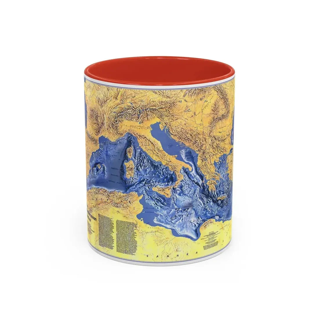 Mediterranean Seafloor (1982) (Map) Accent Coffee Mug 11oz Red - Go Mug Yourself