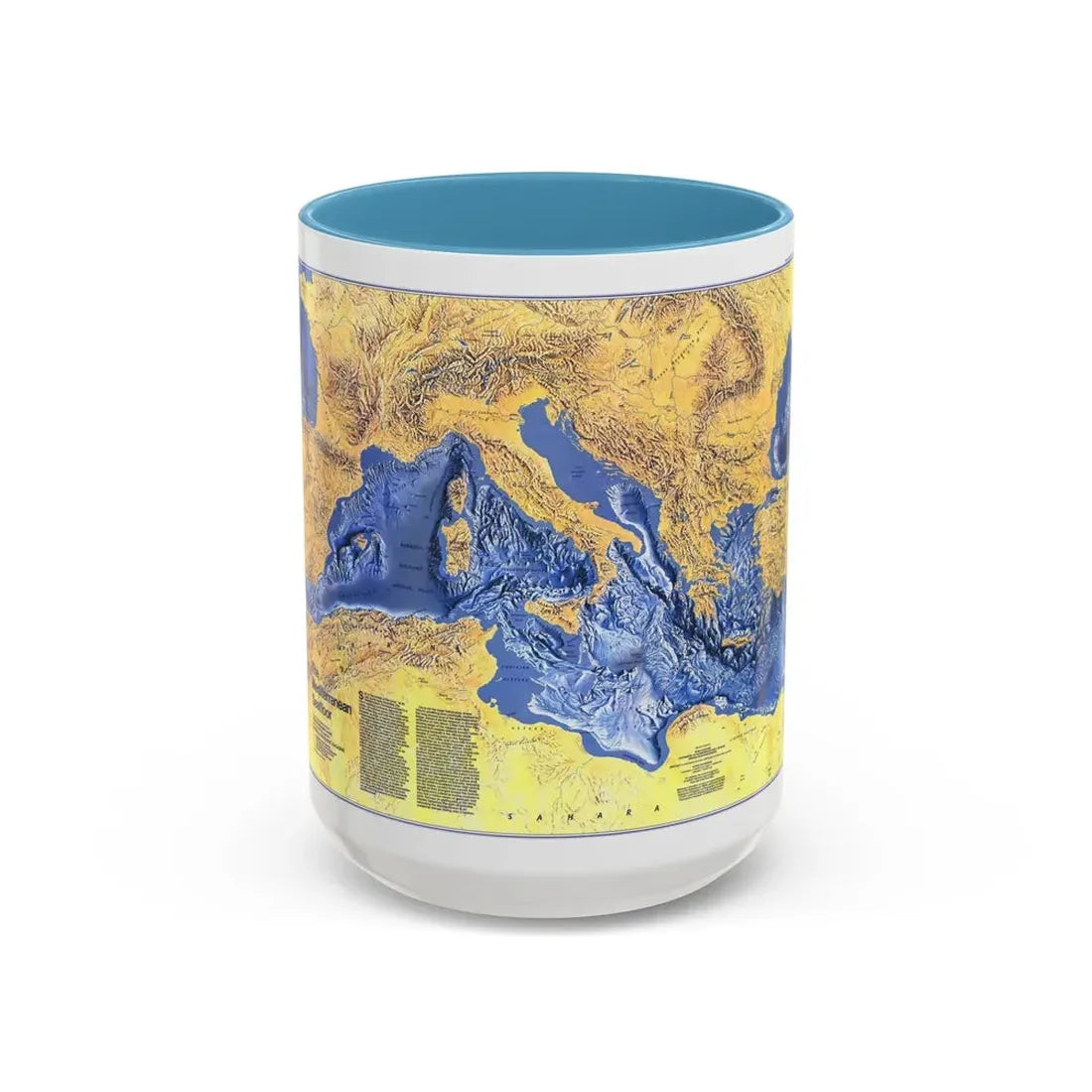 Mediterranean Seafloor (1982) (Map) Accent Coffee Mug 15oz Light Blue - Go Mug Yourself