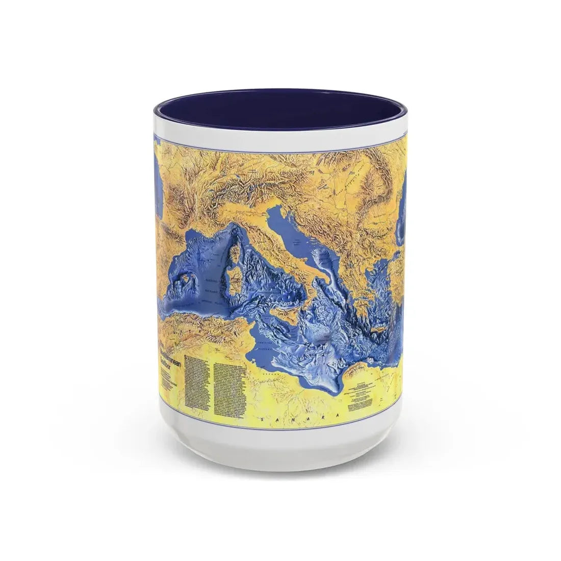 Mediterranean Seafloor (1982) (Map) Accent Coffee Mug 15oz Navy - Go Mug Yourself