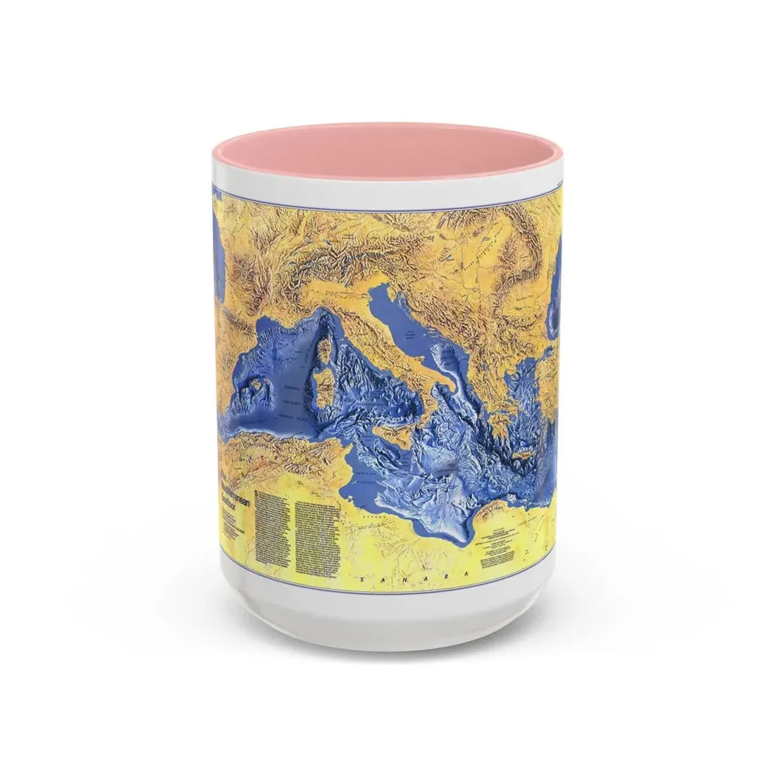Mediterranean Seafloor (1982) (Map) Accent Coffee Mug 15oz Pink - Go Mug Yourself