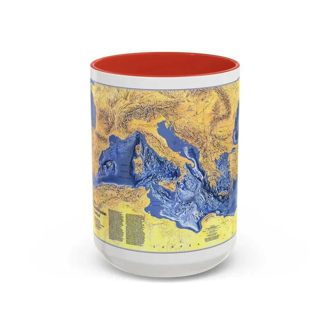 Mediterranean Seafloor (1982) (Map) Accent Coffee Mug 15oz Red - Go Mug Yourself