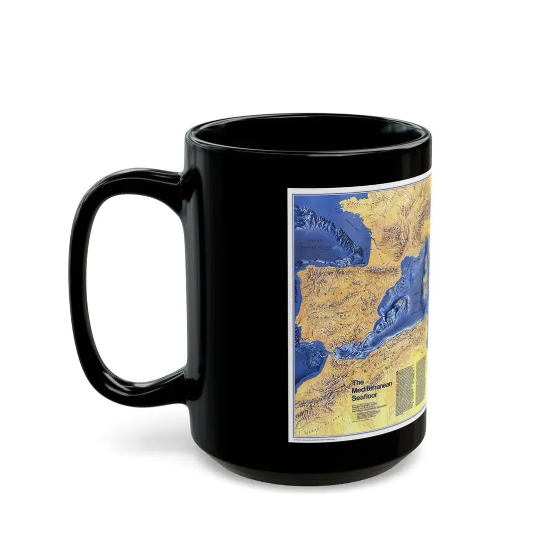 Mediterranean Seafloor (1982) (Map) Black Coffee Mug - Go Mug Yourself