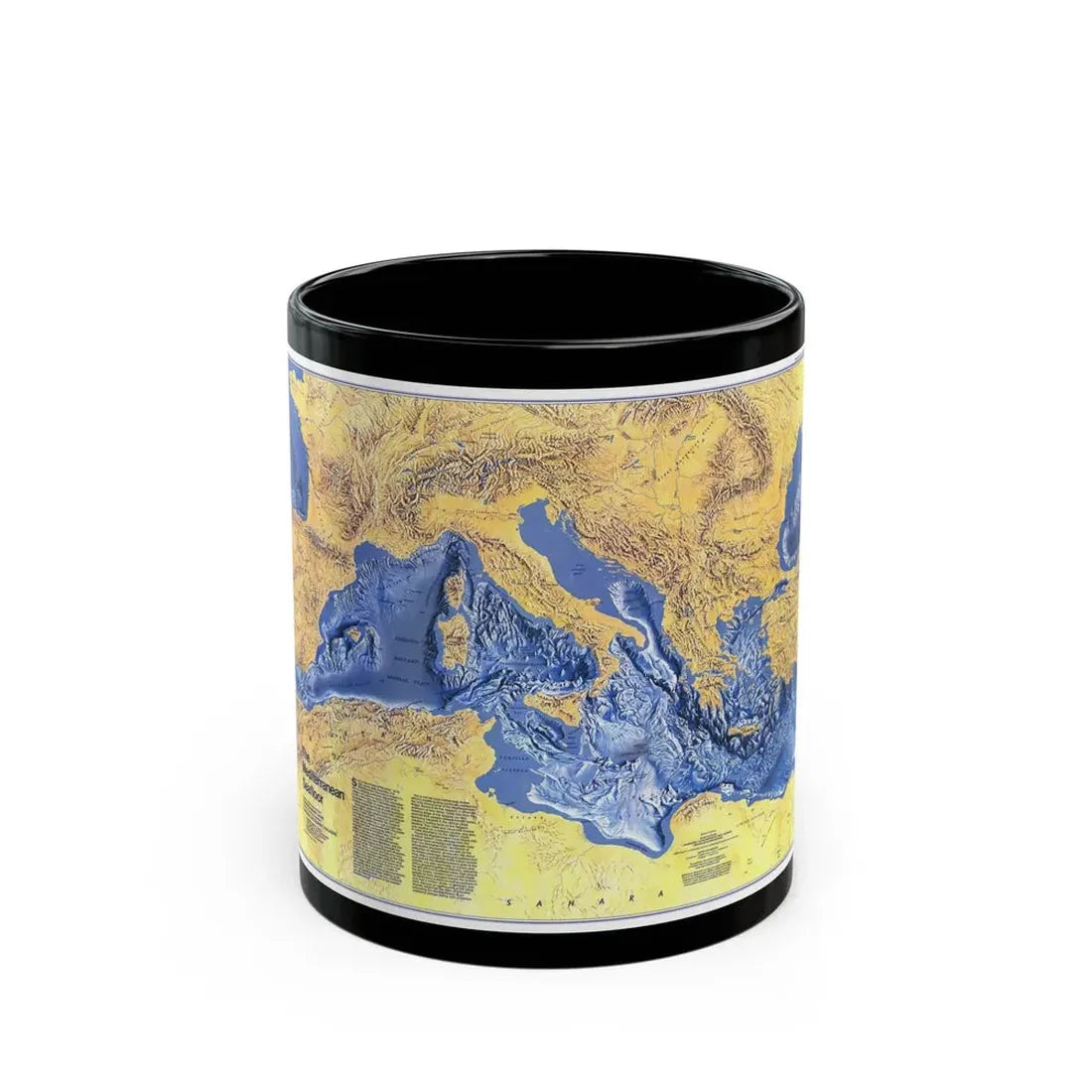 Mediterranean Seafloor (1982) (Map) Black Coffee Mug - Go Mug Yourself