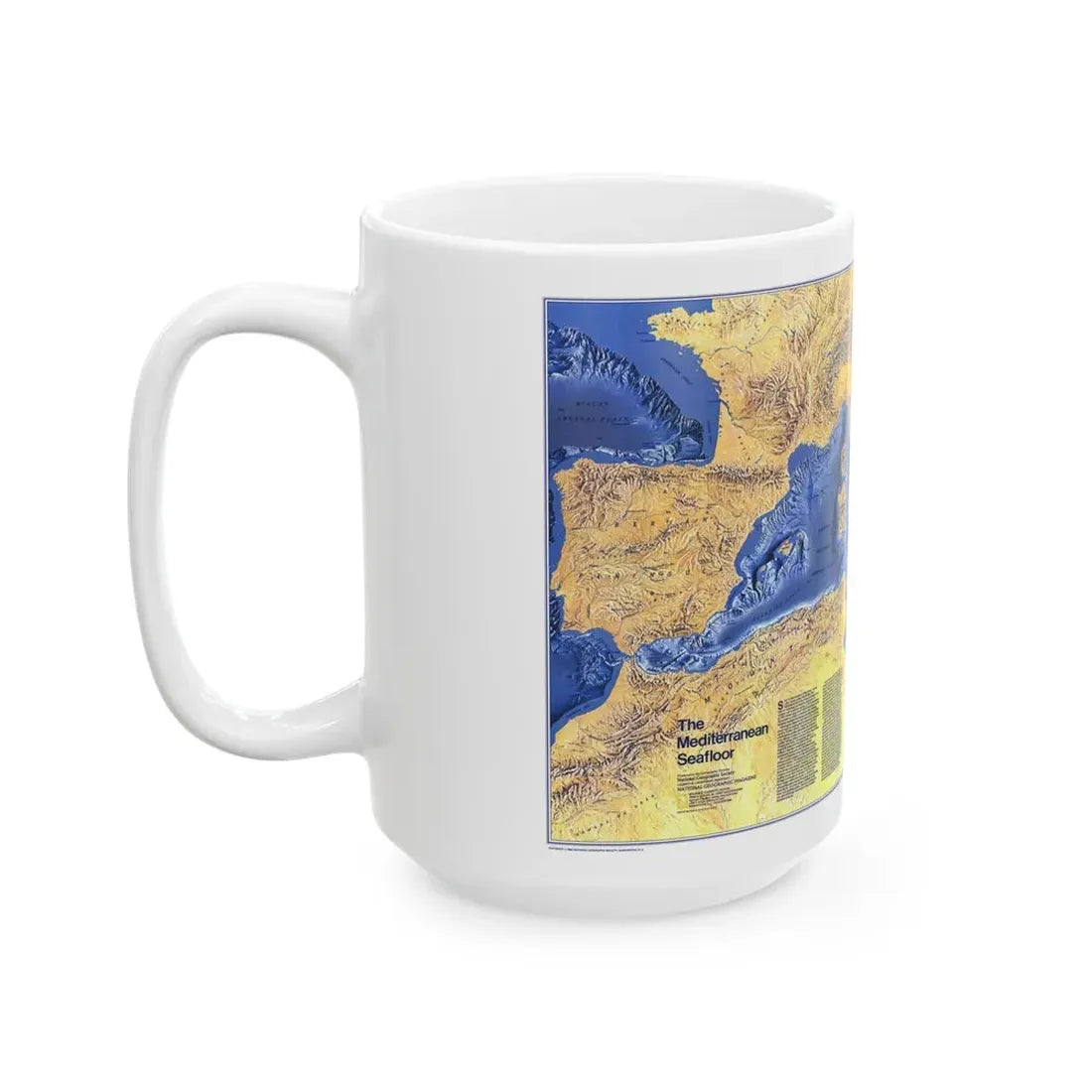 Mediterranean Seafloor (1982) (Map) White Coffee Mug - Go Mug Yourself