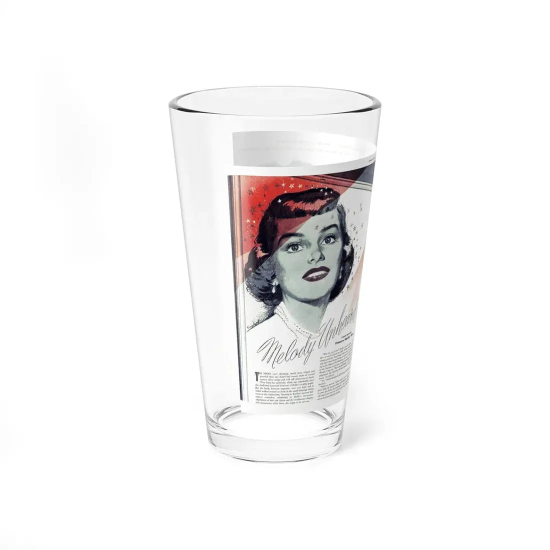 Melody Unheard (Pt. 1), Chatelaine, November 1949 (Magazine Illustration) Pint Glass 16oz - Go Mug Yourself