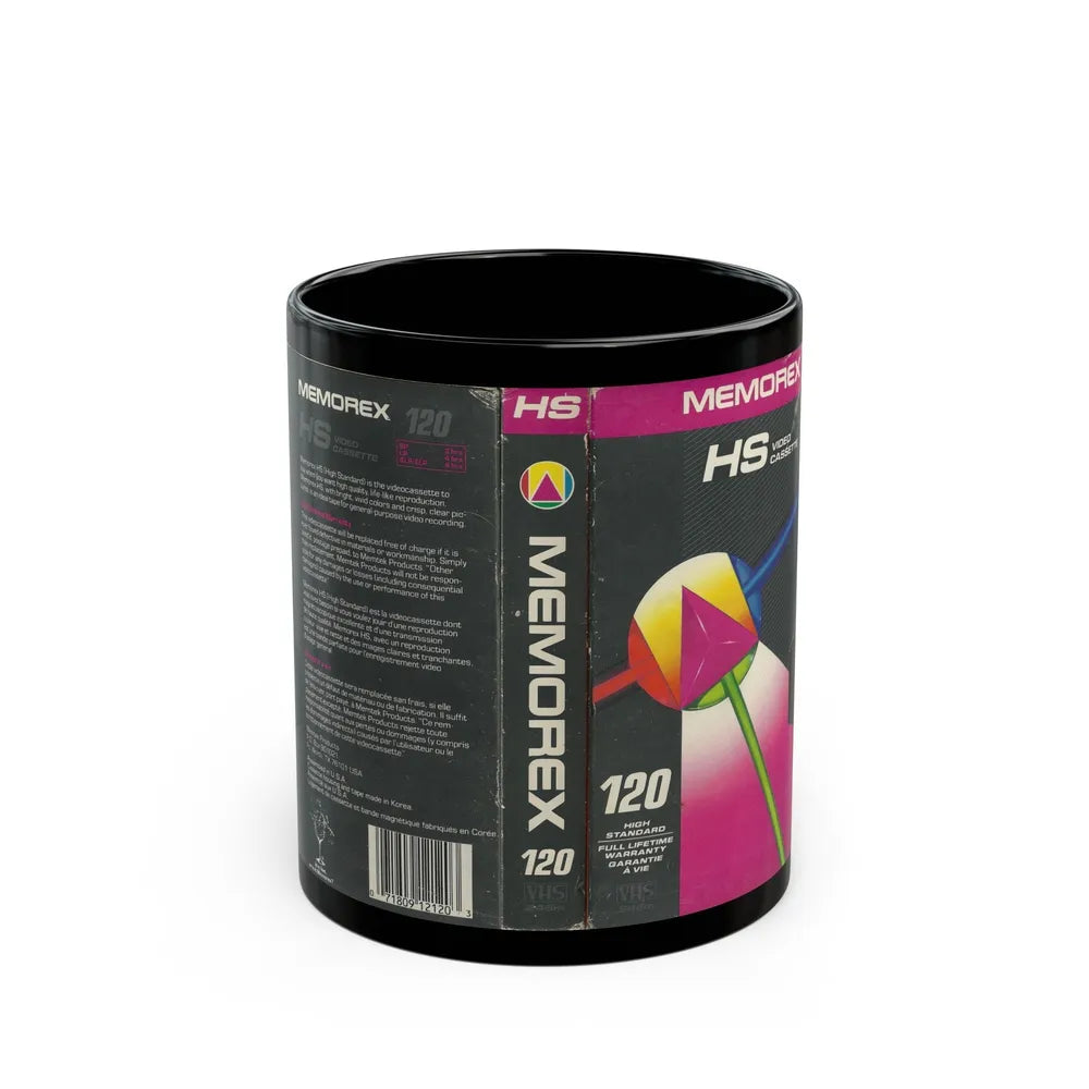 MEMOREX HS VIDEO CASSETTE (VHS COVER) - Black Coffee Mug-11oz-Go Mug Yourself