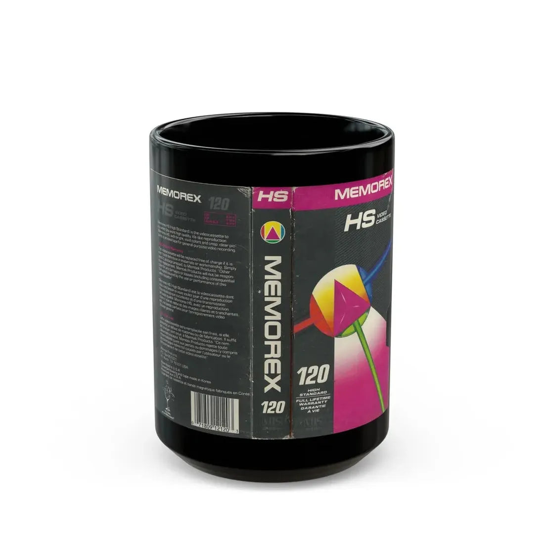 MEMOREX HS VIDEO CASSETTE (VHS COVER) - Black Coffee Mug 15oz - Go Mug Yourself