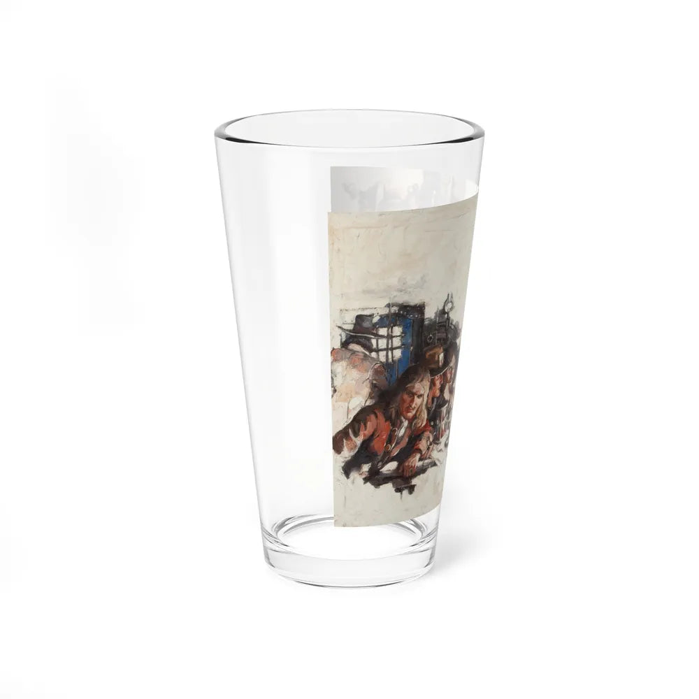 Men Reading Letter Over Candlelight, probable story illustration (Magazine Illustration) Pint Glass 16oz-Go Mug Yourself