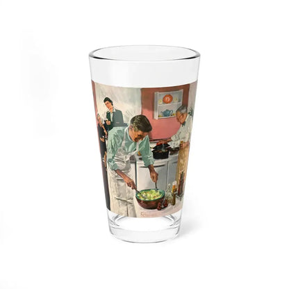Men's Night In The Kitchen. Number 52 in the series 'Home Life in America' (Magazine Illustration) Pint Glass 16oz 16oz - Go Mug Yourself