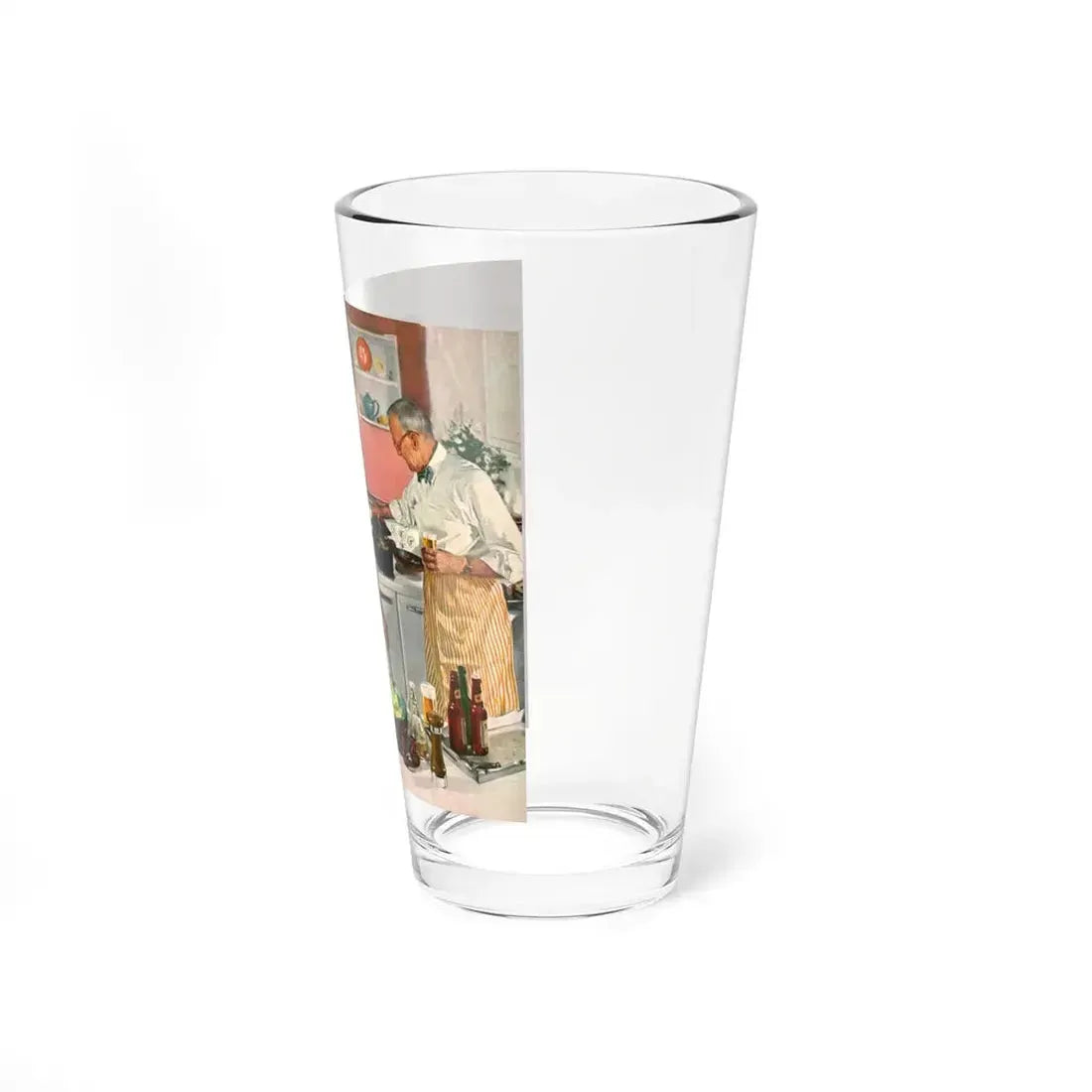Men's Night In The Kitchen. Number 52 in the series 'Home Life in America' (Magazine Illustration) Pint Glass 16oz - Go Mug Yourself