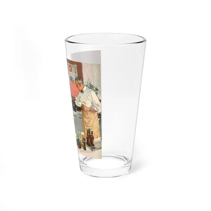 Men's Night In The Kitchen. Number 52 in the series 'Home Life in America' (Magazine Illustration) Pint Glass 16oz - Go Mug Yourself