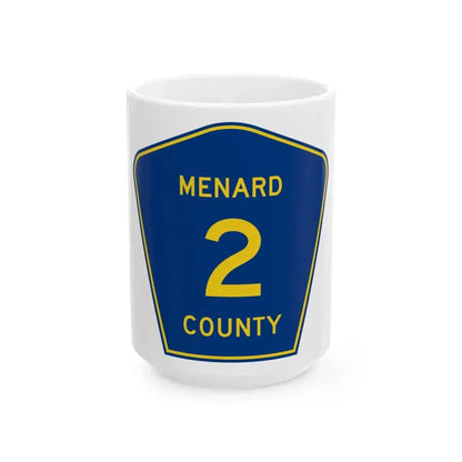 Menard County 2 (Illinois) (Road Sign) White Coffee Mug 15oz - Go Mug Yourself