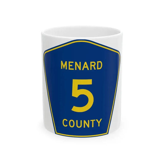 Menard County 5 (Illinois) (Road Sign) White Coffee Mug 11oz - Go Mug Yourself
