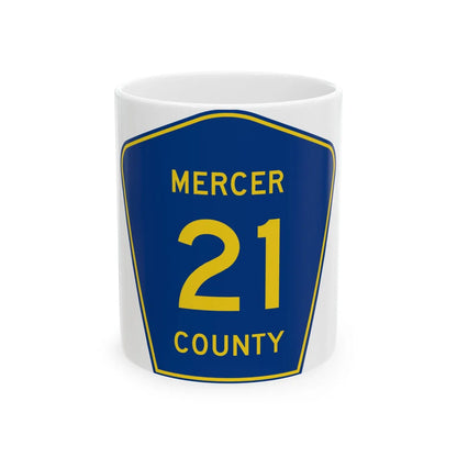 Mercer County Route 21 ND (North Dakota) (Road Sign) White Coffee Mug 11oz - Go Mug Yourself