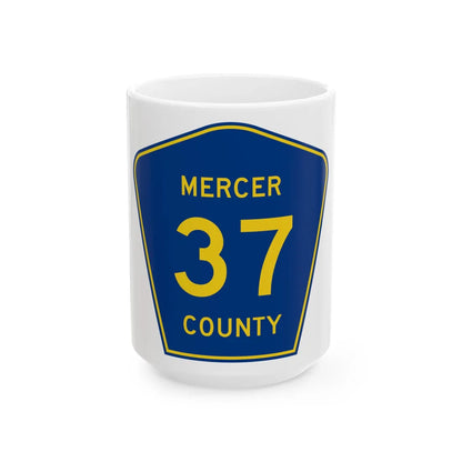 Mercer County Route 37 ND (North Dakota) (Road Sign) White Coffee Mug 15oz - Go Mug Yourself