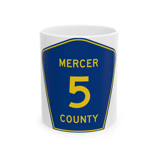 Mercer County Route 5 ND (North Dakota) (Road Sign) White Coffee Mug 11oz - Go Mug Yourself