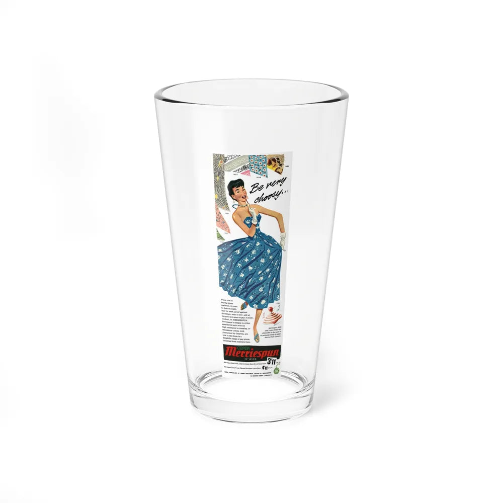 Merriespun Fabrics advertisement, 1955 (Magazine Illustration) Pint Glass 16oz-16oz-Go Mug Yourself