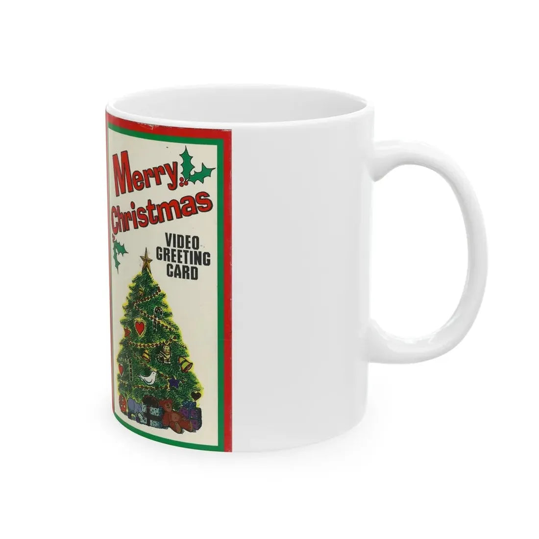 MERRY CHRISTMAS VIDEO GREETING CARD (VHS COVER) - White Coffee Mug - Go Mug Yourself