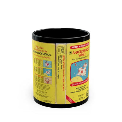 MERRY MOTHER GOOSE RHYMES AND STORIES A GOLDEN BOOK VIDEO (VHS COVER) - Black Coffee Mug 11oz - Go Mug Yourself