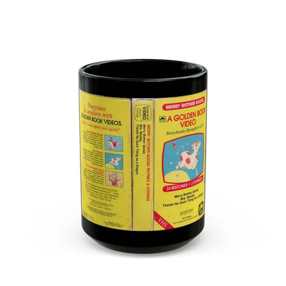 MERRY MOTHER GOOSE RHYMES AND STORIES A GOLDEN BOOK VIDEO (VHS COVER) - Black Coffee Mug 15oz - Go Mug Yourself