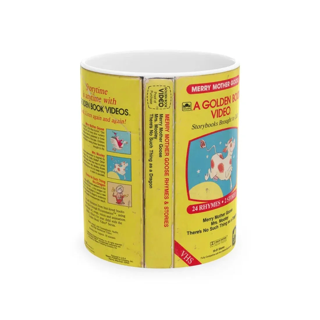 MERRY MOTHER GOOSE RHYMES AND STORIES A GOLDEN BOOK VIDEO (VHS COVER) - White Coffee Mug 11oz - Go Mug Yourself