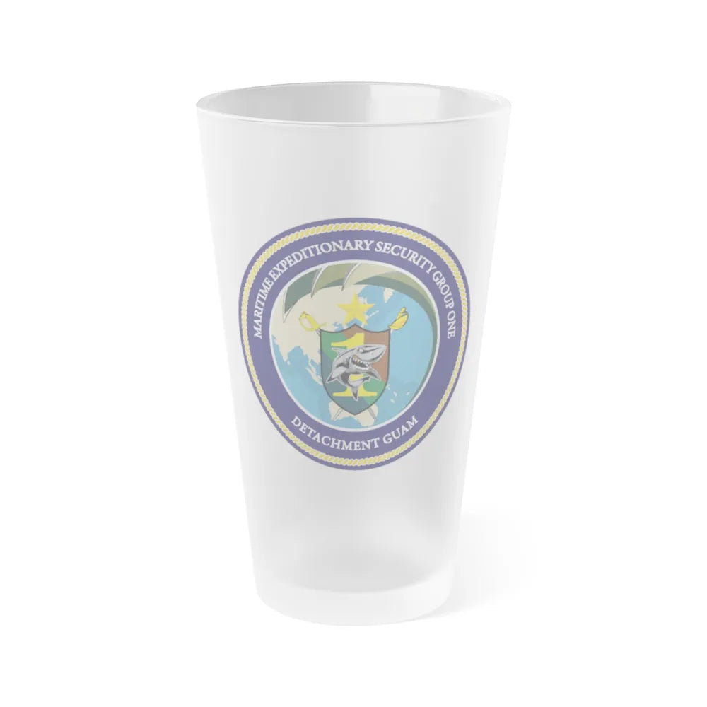 MESG 1 Det Guam Maritime Expeditionary Security Group One (U.S. Navy) Frosted Pint Glass 16oz-Go Mug Yourself