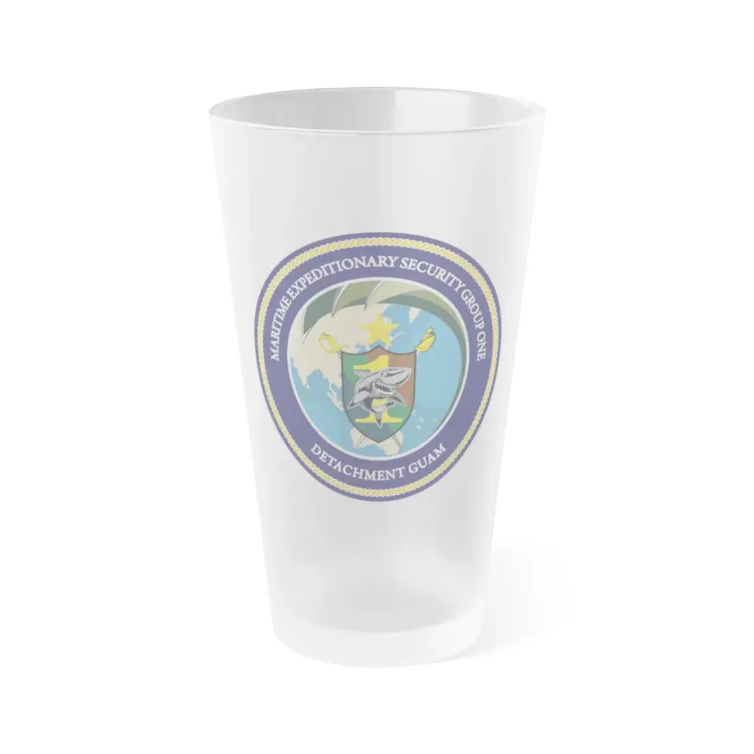 MESG 1 Det Guam Maritime Expeditionary Security Group One (U.S. Navy) Frosted Pint Glass 16oz Default Title - Go Mug Yourself