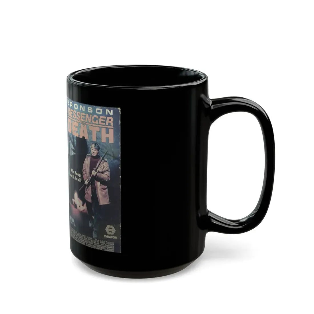 MESSENGER OF DEATH (VHS COVER) - Black Coffee Mug - Go Mug Yourself
