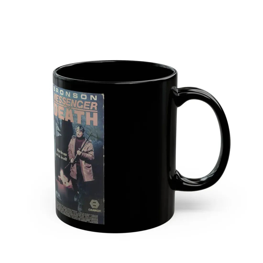 MESSENGER OF DEATH (VHS COVER) - Black Coffee Mug - Go Mug Yourself