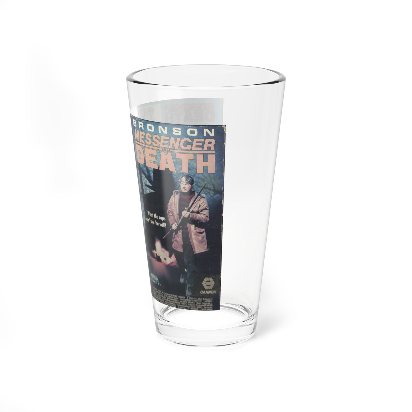 MESSENGER OF DEATH (VHS COVER) Pint Glass 16oz-Go Mug Yourself