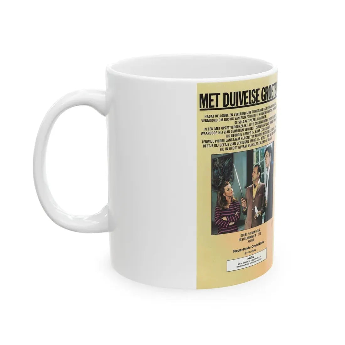 MET DUIVELSE GROTEN (VHS COVER) - White Coffee Mug - Go Mug Yourself