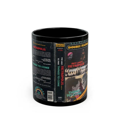METROPOLIS AND THINGS TO COME GOODTIMES DOUBLE FEATURE (VHS COVER) - Black Coffee Mug 11oz - Go Mug Yourself