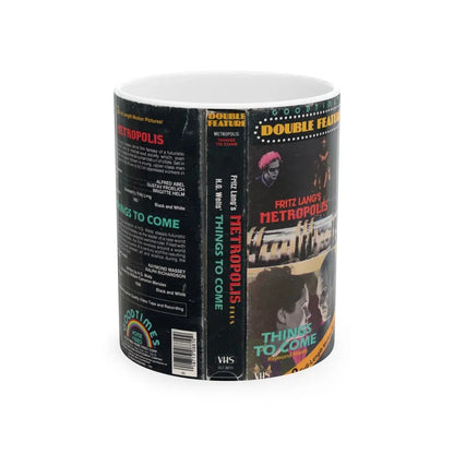 METROPOLIS AND THINGS TO COME GOODTIMES DOUBLE FEATURE (VHS COVER) - White Coffee Mug 11oz - Go Mug Yourself