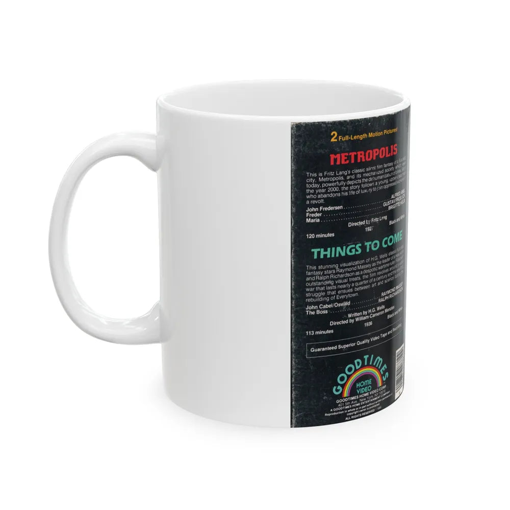 METROPOLIS AND THINGS TO COME GOODTIMES DOUBLE FEATURE (VHS COVER) - White Coffee Mug-Go Mug Yourself