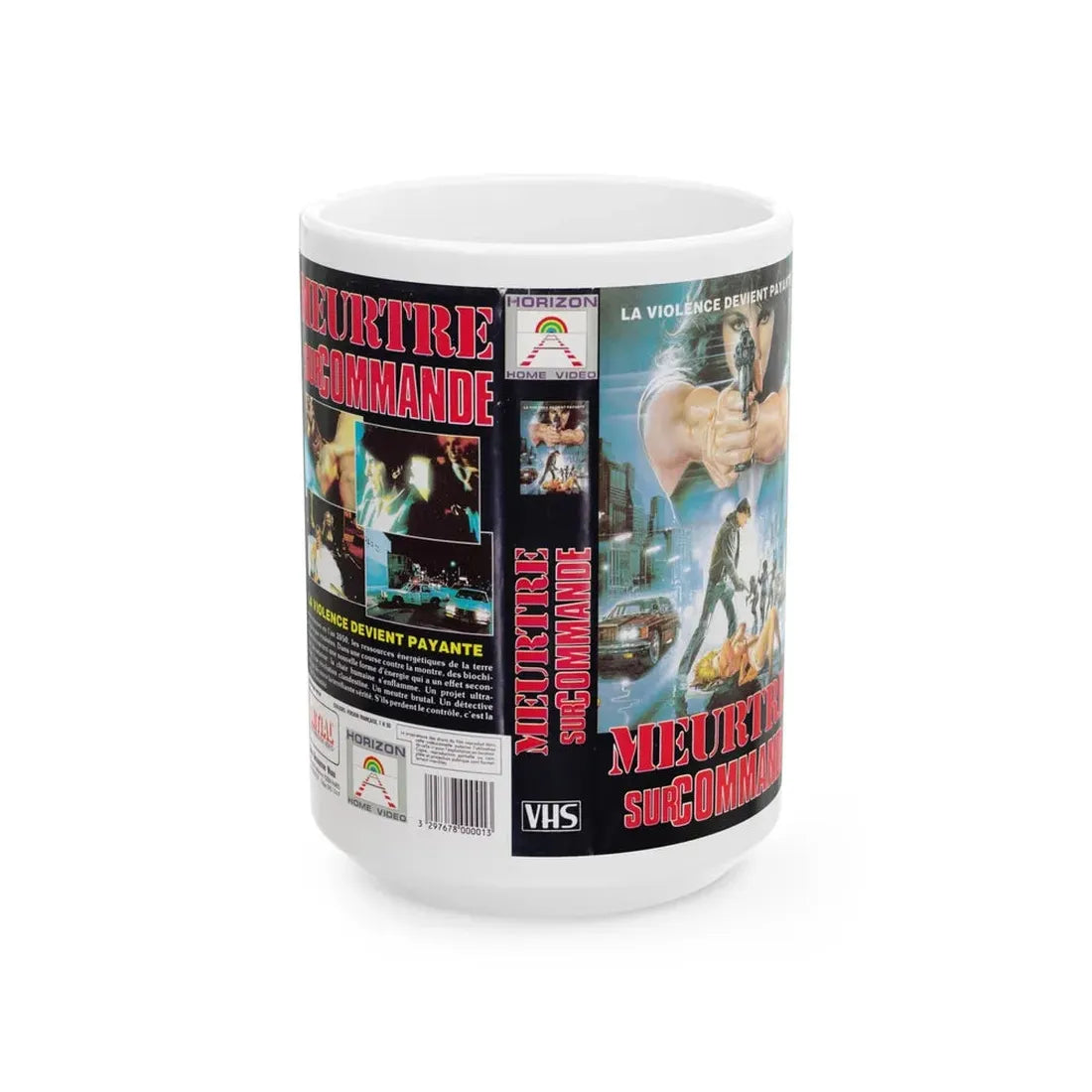MEURTRE SUR COMMANDE (VHS COVER) - White Coffee Mug 15oz - Go Mug Yourself