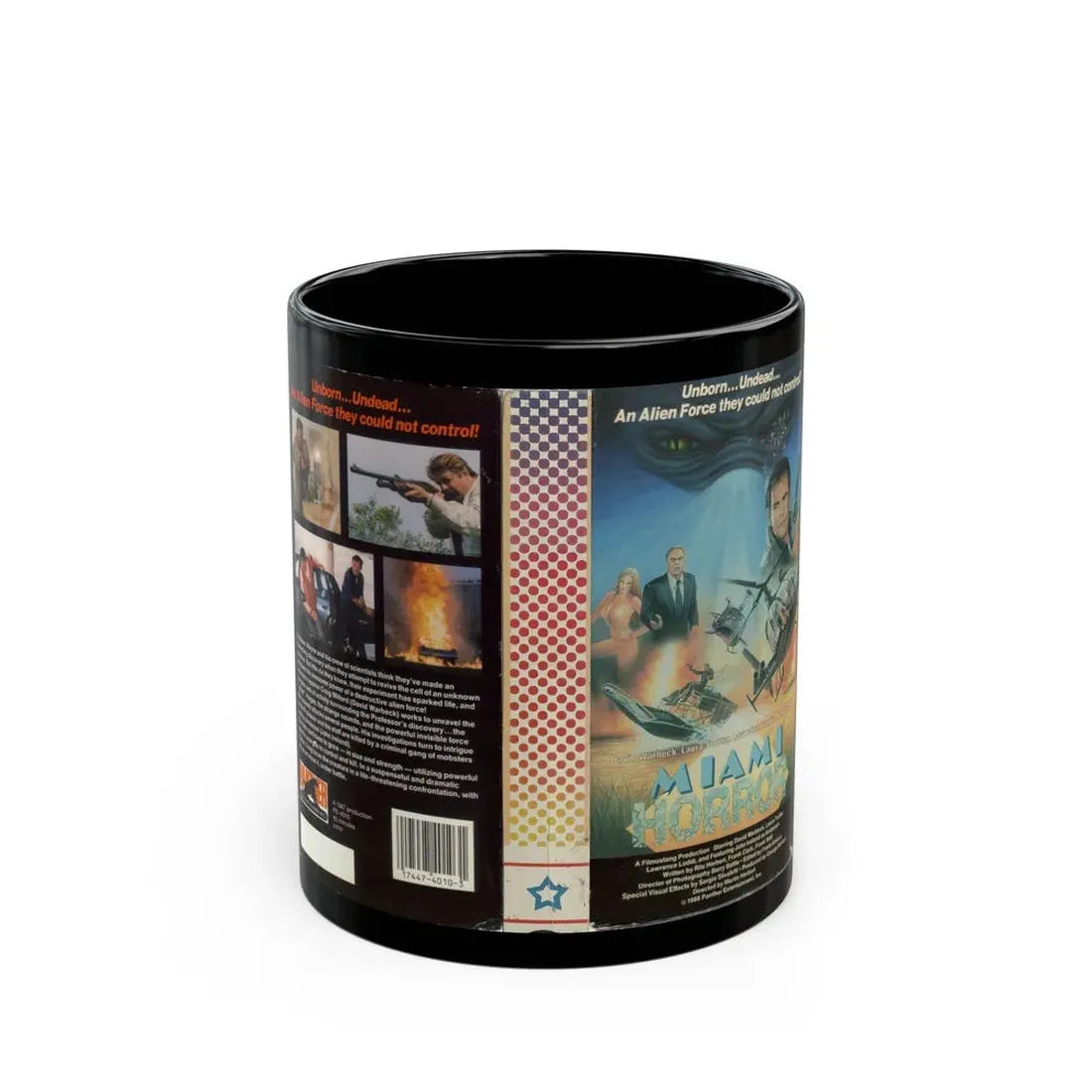 MIAMI HORROR VERSION 2 (VHS COVER) - Black Coffee Mug 11oz - Go Mug Yourself