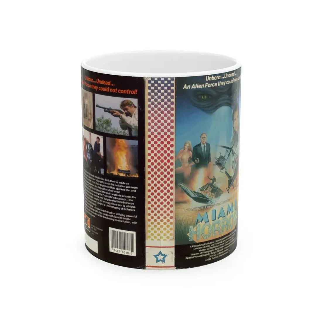 MIAMI HORROR VERSION 2 (VHS COVER) - White Coffee Mug 11oz - Go Mug Yourself