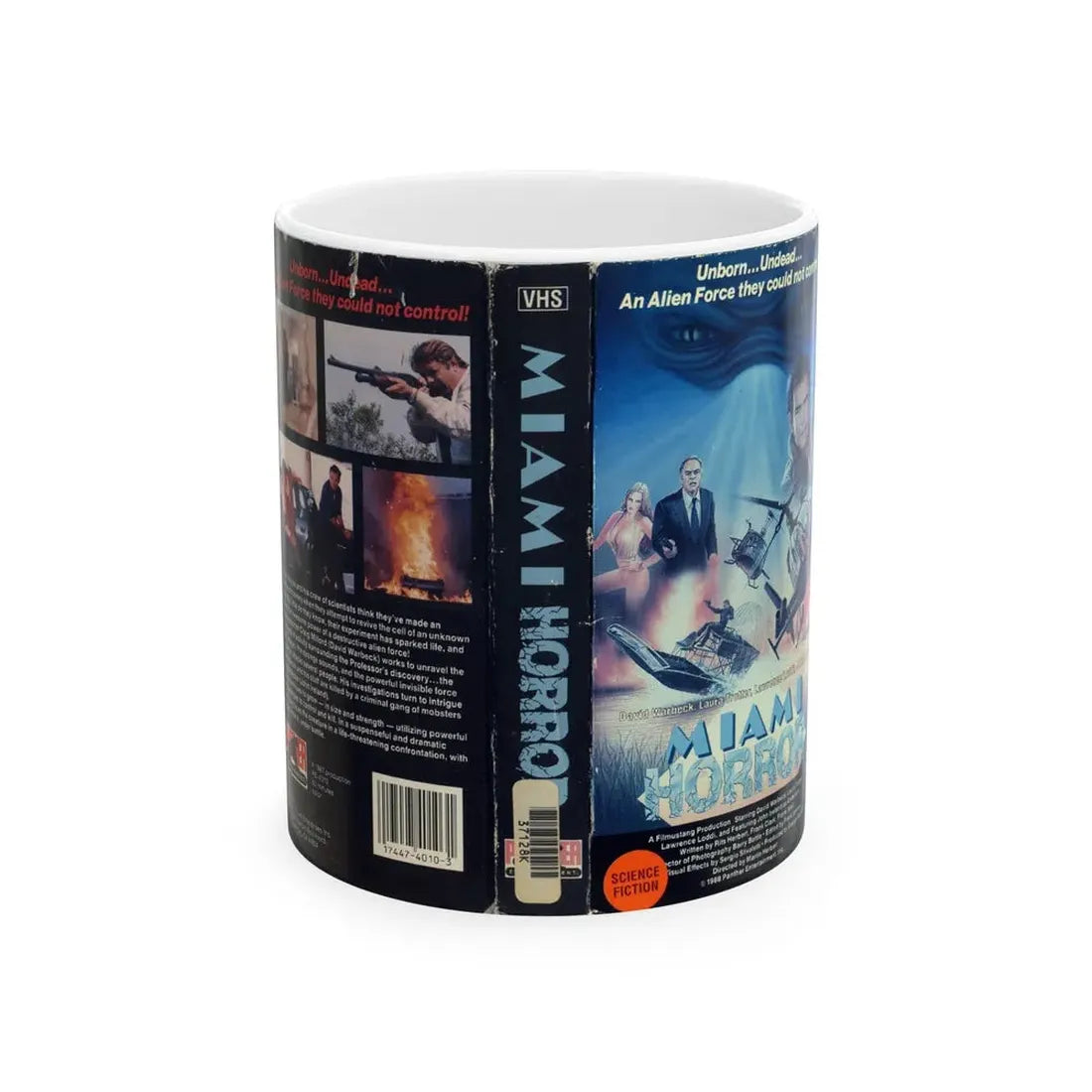 MIAMI HORROR (VHS COVER) - White Coffee Mug 11oz - Go Mug Yourself