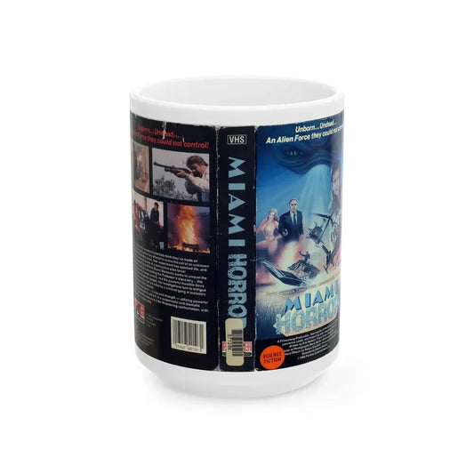MIAMI HORROR (VHS COVER) - White Coffee Mug 15oz - Go Mug Yourself