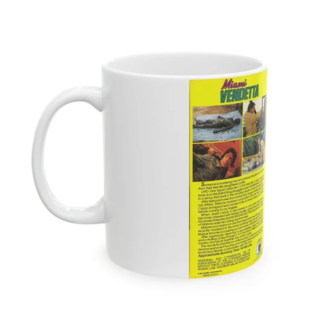MIAMI VENDETTA (VHS COVER) - White Coffee Mug - Go Mug Yourself