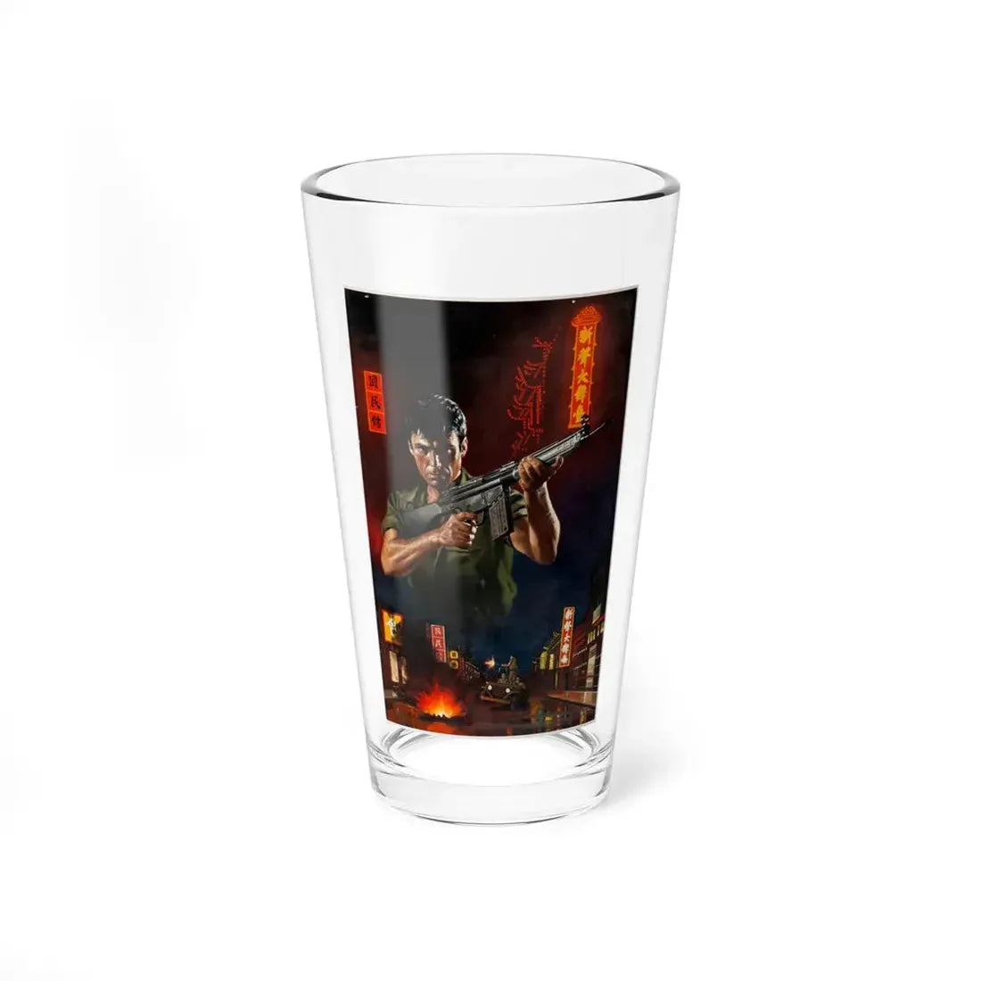 Michael Herring (attributed) Mack Bolan  The Executioner 123 War Born, Paperback Novel Cover (Gold Eagle, 1989) - Pint Glass 16oz 16oz - Go Mug Yourself