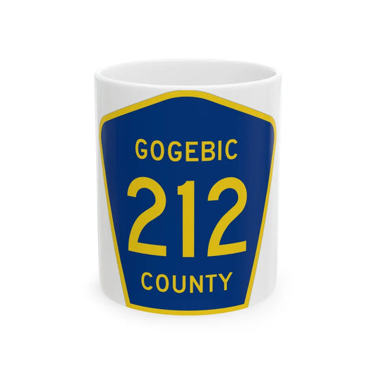 Michigan 212 Gogebic County (Michigan) (Road Sign) White Coffee Mug 11oz - Go Mug Yourself
