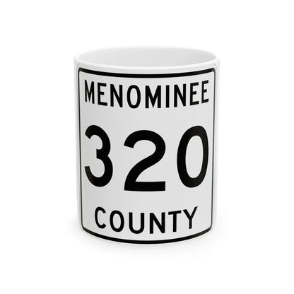 Michigan 320 Menominee County (Michigan) (Road Sign) White Coffee Mug 11oz - Go Mug Yourself