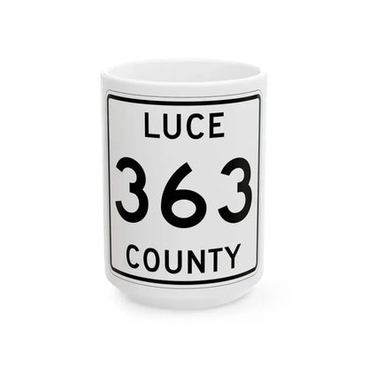 Michigan 363 Luce County (Michigan) (Road Sign) White Coffee Mug 15oz - Go Mug Yourself