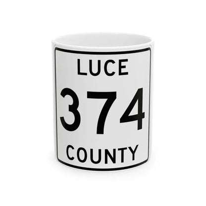 Michigan 374 Luce County (Michigan) (Road Sign) White Coffee Mug 11oz - Go Mug Yourself