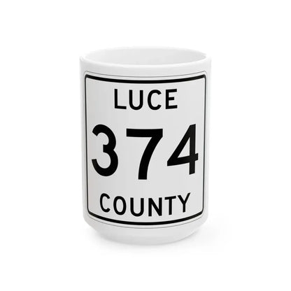 Michigan 374 Luce County (Michigan) (Road Sign) White Coffee Mug 15oz - Go Mug Yourself