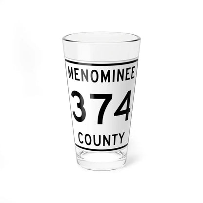 Michigan 374 Menominee County (Michigan) (Road Sign) Pint Glass 16oz 16oz - Go Mug Yourself