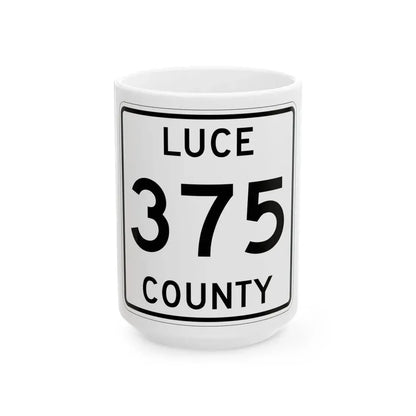 Michigan 375 Luce County (Michigan) (Road Sign) White Coffee Mug 15oz - Go Mug Yourself