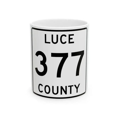 Michigan 377 Luce County (Michigan) (Road Sign) White Coffee Mug 11oz - Go Mug Yourself