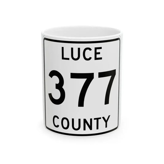 Michigan 377 Luce County (Michigan) (Road Sign) White Coffee Mug 11oz - Go Mug Yourself